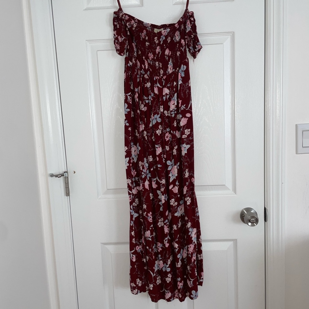 Japna Floral Maxi Dress - Burgundy and Blue